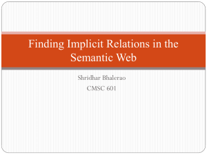 Finding Implicit Relations in the Semantic Web Shridhar Bhalerao CMSC 601