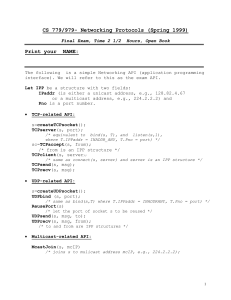 CS 779/979- Networking Protocols (Spring 1999) Print your  NAME: