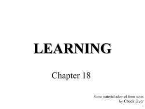 LEARNING Chapter 18 Chuck Dyer Some material adopted from notes