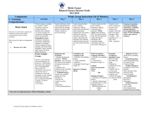 Myrtle Cooper Balanced Literacy Structure Guide 2011-2012