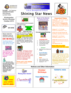 Shining Star News T.E.A. Recognized School Kindergarten October 2015