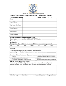 Intern/Volunteer Application for La Posada Home Contact Information Today’s Date ___/___/______