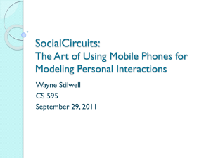 SocialCircuits: The Art of Using Mobile Phones for Modeling Personal Interactions Wayne Stilwell