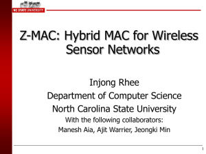Z-MAC: Hybrid MAC for Wireless Sensor Networks Injong Rhee Department of Computer Science