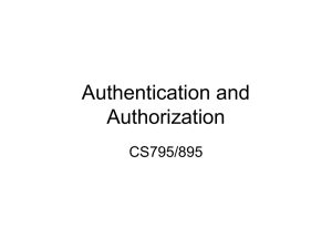 Authentication and Authorization CS795/895