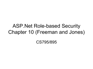 ASP.Net Role-based Security Chapter 10 (Freeman and Jones) CS795/895