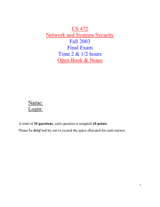 CS 472 Network and Systems Security Open Book &amp; Notes