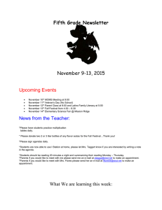 Fifth Grade Newsletter  November 9-13, 2015 Upcoming Events