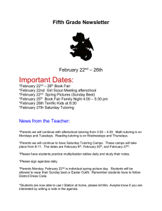 Important Dates:  Fifth Grade Newsletter – 26th