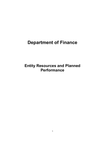 Department of Finance  Entity Resources and Planned Performance