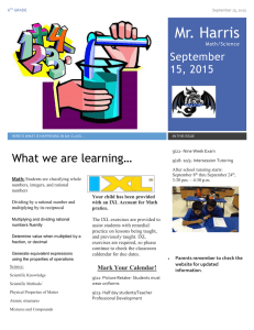 Mr. Harris What we are learning…  September