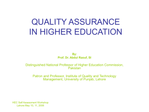 QUALITY ASSURANCE IN HIGHER EDUCATION