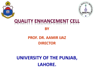 QUALITY ENHANCEMENT CELL UNIVERSITY OF THE PUNJAB, LAHORE. BY