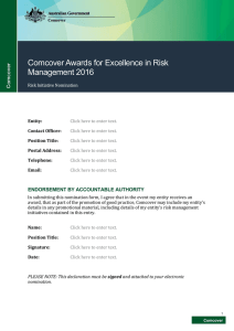 Comcover Awards for Excellence in Risk Management 2016