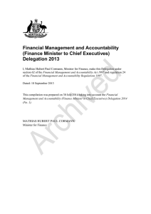 Financial Management and Accountability (Finance Minister to Chief Executives) Delegation 2013