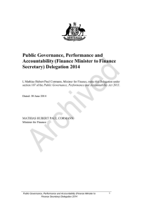 Public Governance, Performance and Accountability (Finance Minister to Finance
