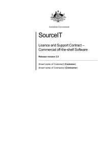 SourceIT – Licence and Support Contract Commercial off-the-shelf Software