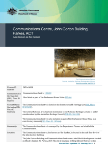 Communications Centre, John Gorton Building, Parkes, ACT Also known as the bunker