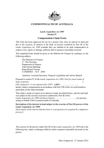 COMMONWEALTH OF AUSTRALIA Compensation Claim Form