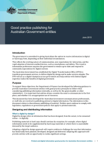 Good practice publishing for Australian Government entities Introduction June 2015