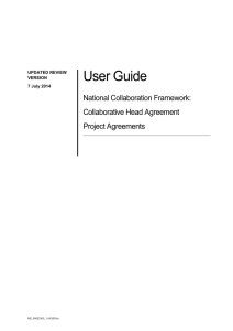 User Guide National Collaboration Framework: Collaborative Head Agreement Project Agreements