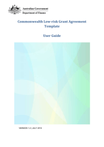 Commonwealth Low-risk Grant Agreement Template User Guide