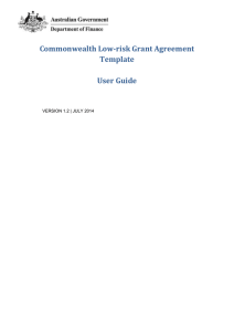 Commonwealth Low-risk Grant Agreement Template User Guide