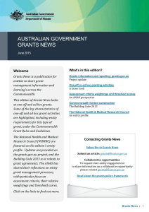 AUSTRALIAN GOVERNMENT GRANTS NEWS  Welcome