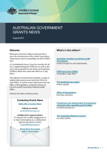 AUSTRALIAN GOVERNMENT GRANTS NEWS  What’s in this edition?
