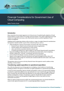 Financial Considerations for Government Use of Cloud Computing Introduction Better Practice Guide