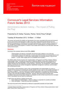 Comcover's Legal Services Information Forum Series 2013 – The Impact of Pulling