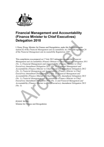 Financial Management and Accountability (Finance Minister to Chief Executives) Delegation 2010