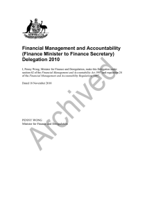 Financial Management and Accountability (Finance Minister to Finance Secretary) Delegation 2010