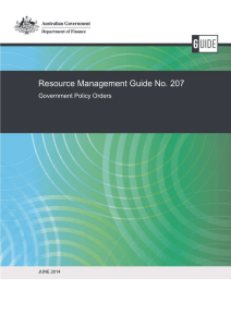 Resource Management Guide No. 207 Government Policy Orders  JUNE 2014