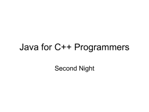 Java for C++ Programmers Second Night