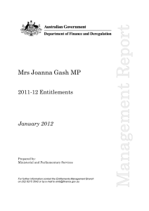 Mrs Joanna Gash MP 2011-12 Entitlements January 2012
