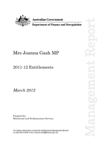 Mrs Joanna Gash MP 2011-12 Entitlements March 2012