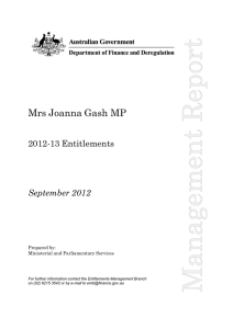 Mrs Joanna Gash MP 2012-13 Entitlements September 2012