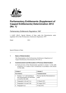Parliamentary Entitlements (Supplement of Capped Entitlements) Determination 2012 (No. 1)