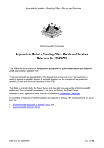 Approach to Market - Standing Offer - Goods and Services