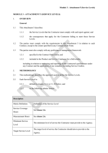 Module 3 - Attachment 5 (Service Levels) OVERVIEW General