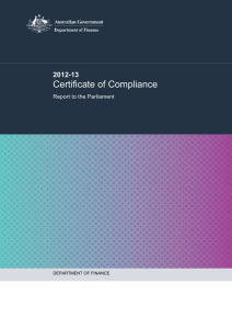 Certificate of Compliance 2012-13 Report to the Parliament