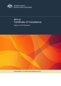 Certificate of Compliance 2011-12 Report to the Parliament