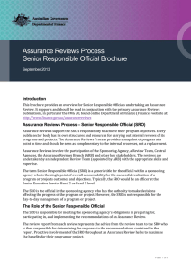 Assurance Reviews Process Senior Responsible Official Brochure Introduction September 2013