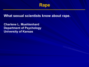 Rape What sexual scientists know about rape. Charlene L. Muehlenhard Department of Psychology