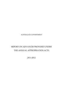 REPORT ON ADVANCES PROVIDED UNDER THE ANNUAL APPROPRIATION ACTS  2011-2012