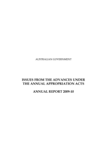 ISSUES FROM THE ADVANCES UNDER THE ANNUAL APPROPRIATION ACTS  ANNUAL REPORT 2009-10