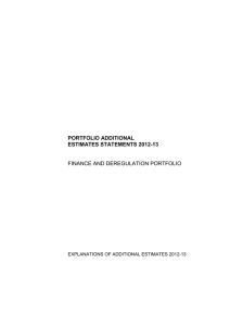PORTFOLIO ADDITIONAL ESTIMATES STATEMENTS 2012-13 FINANCE AND DEREGULATION PORTFOLIO