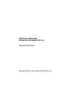 PORTFOLIO ADDITIONAL ESTIMATES STATEMENTS 2013-14 FINANCE PORTFOLIO