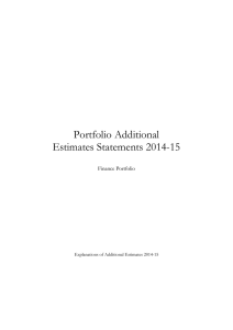 Portfolio Additional Estimates Statements 2014-15  Finance Portfolio